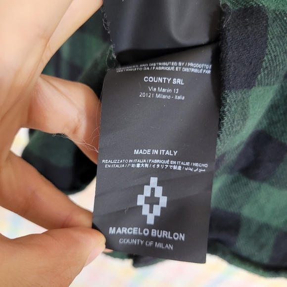 RARE Marcelo Burlon County of Milan COUNTY SCORPIO RISING flame plaid flannel - Picture 9 of 10